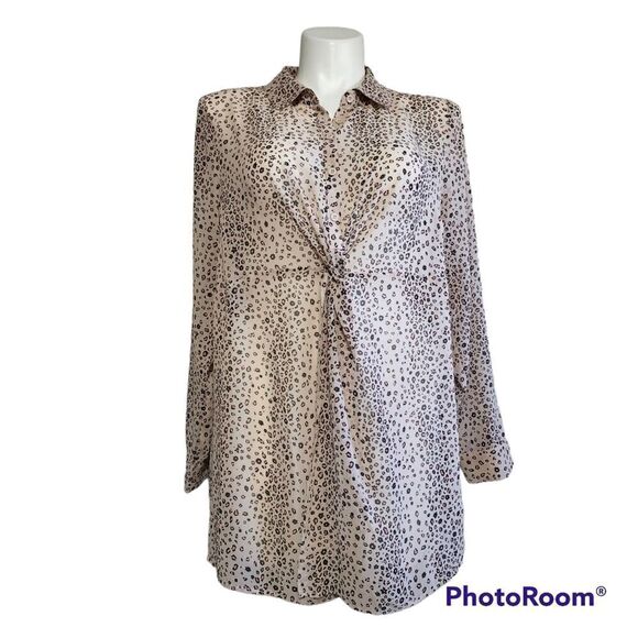 Torrid pink sheer leopard print tunic top - Picture 1 of 6